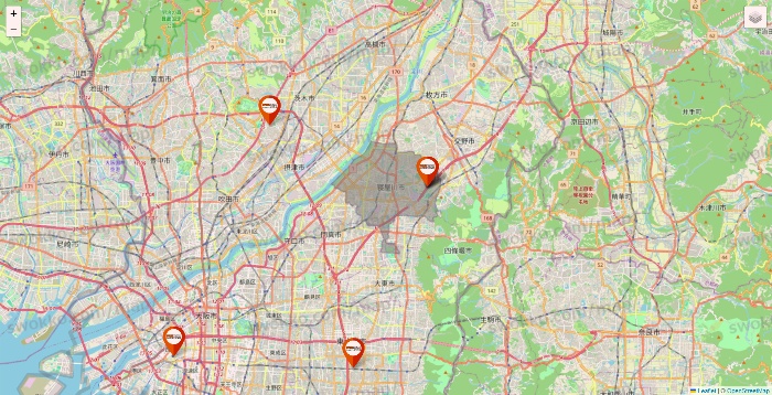 大阪府のビバホームの店舗地図