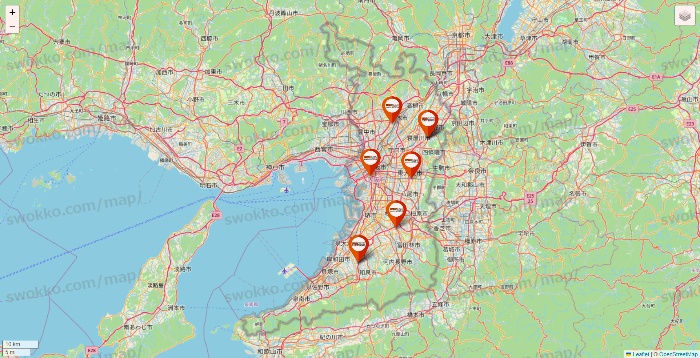 大阪府のビバホームの店舗地図