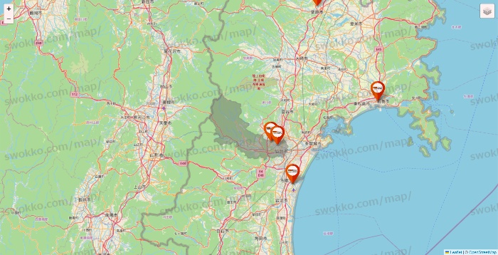 宮城県のビバホームの店舗地図