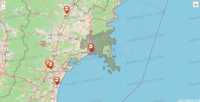 宮城県のビバホームの店舗地図