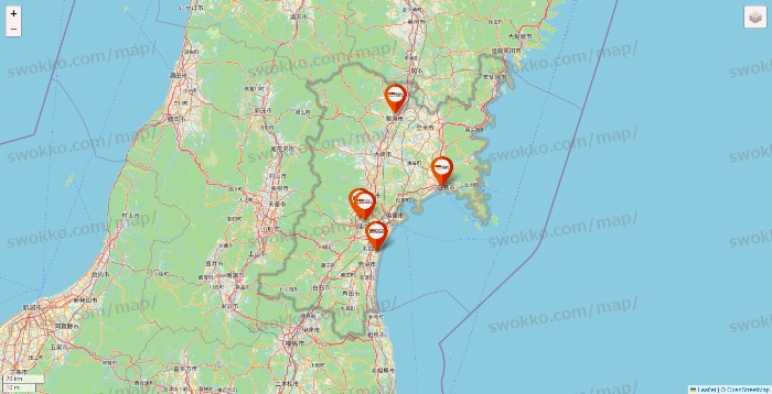 宮城県のビバホームの店舗地図