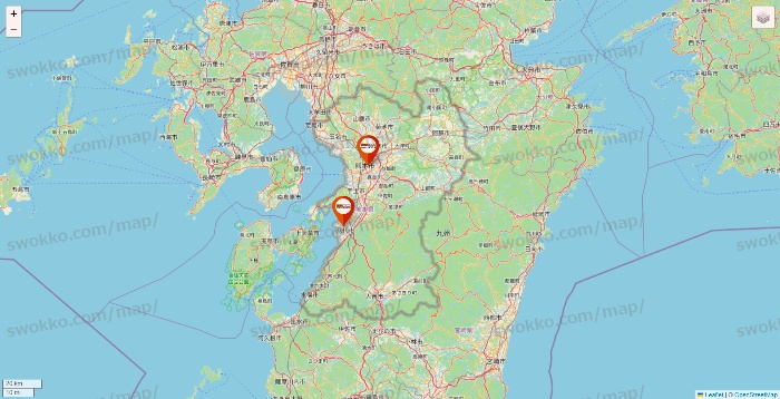 熊本県のビバホームの店舗地図