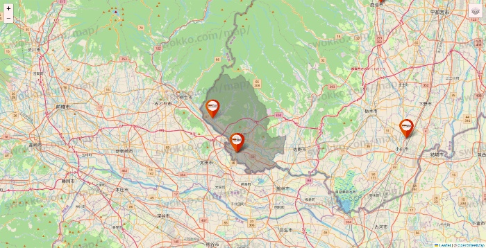 栃木県のビバホームの店舗地図