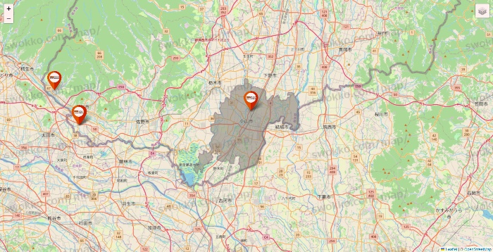 栃木県のビバホームの店舗地図