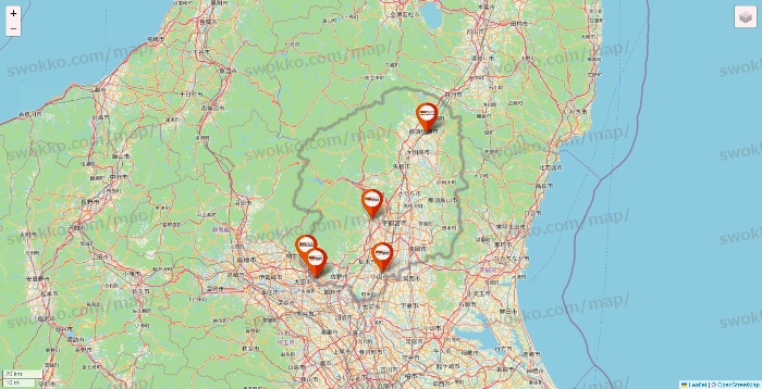 栃木県のビバホームの店舗地図