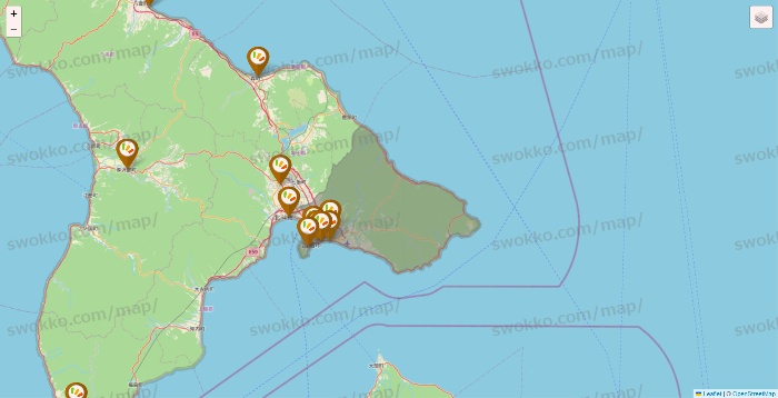 北海道のワッツ系列（ワッツ、ワッツウィズ、シルク、ミーツ、フレッツ、百圓領事館）の店舗地図