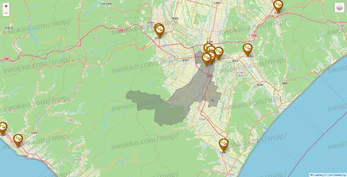 北海道のワッツ系列（ワッツ、ワッツウィズ、シルク、ミーツ、フレッツ、百圓領事館）の店舗地図