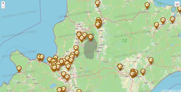 北海道のワッツ系列（ワッツ、ワッツウィズ、シルク、ミーツ、フレッツ、百圓領事館）の店舗地図