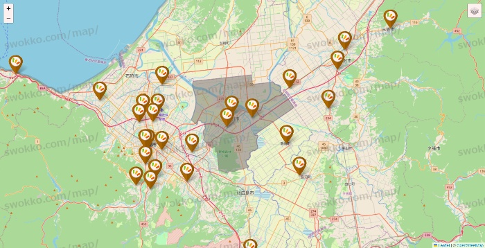 北海道のワッツ系列（ワッツ、ワッツウィズ、シルク、ミーツ、フレッツ、百圓領事館）の店舗地図