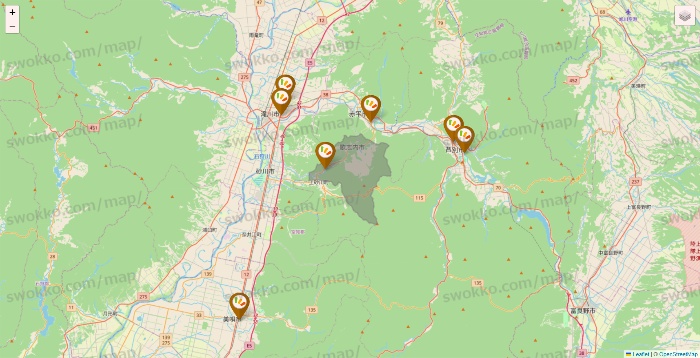 北海道のワッツ系列（ワッツ、ワッツウィズ、シルク、ミーツ、フレッツ、百圓領事館）の店舗地図