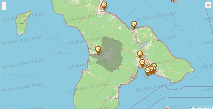 北海道のワッツ系列（ワッツ、ワッツウィズ、シルク、ミーツ、フレッツ、百圓領事館）の店舗地図