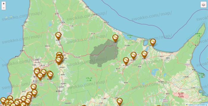 北海道のワッツ系列（ワッツ、ワッツウィズ、シルク、ミーツ、フレッツ、百圓領事館）の店舗地図