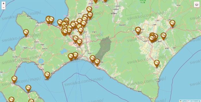 北海道のワッツ系列（ワッツ、ワッツウィズ、シルク、ミーツ、フレッツ、百圓領事館）の店舗地図