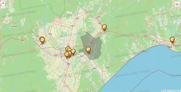 北海道のワッツ系列（ワッツ、ワッツウィズ、シルク、ミーツ、フレッツ、百圓領事館）の店舗地図