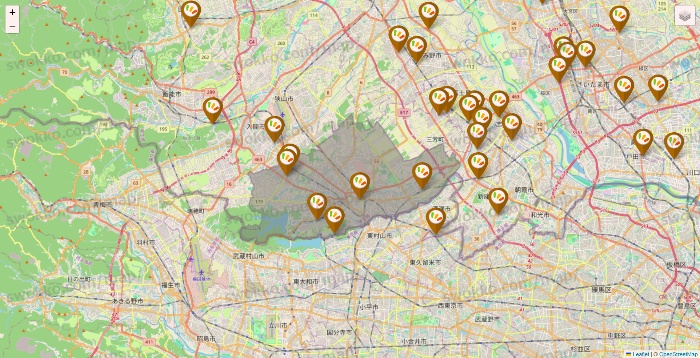 埼玉県のワッツ系列（ワッツ、ワッツウィズ、シルク、ミーツ、フレッツ、百圓領事館）の店舗地図