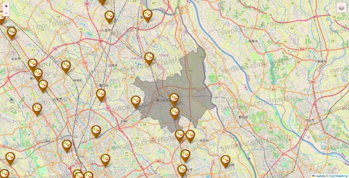 埼玉県のワッツ系列（ワッツ、ワッツウィズ、シルク、ミーツ、フレッツ、百圓領事館）の店舗地図