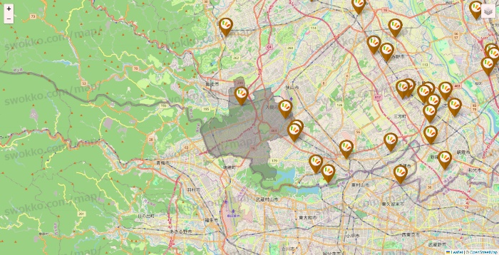 埼玉県のワッツ系列（ワッツ、ワッツウィズ、シルク、ミーツ、フレッツ、百圓領事館）の店舗地図