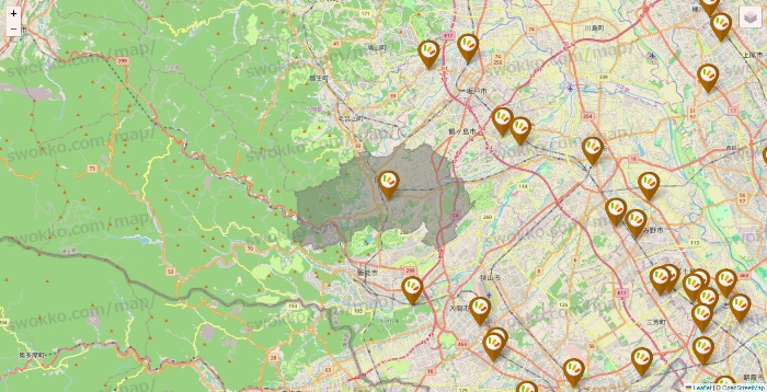 埼玉県のワッツ系列（ワッツ、ワッツウィズ、シルク、ミーツ、フレッツ、百圓領事館）の店舗地図