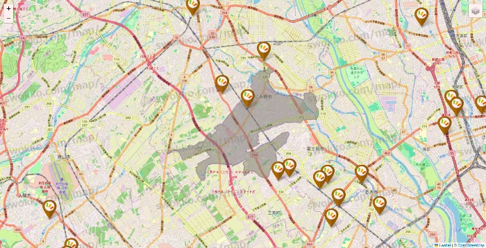 埼玉県のワッツ系列（ワッツ、ワッツウィズ、シルク、ミーツ、フレッツ、百圓領事館）の店舗地図