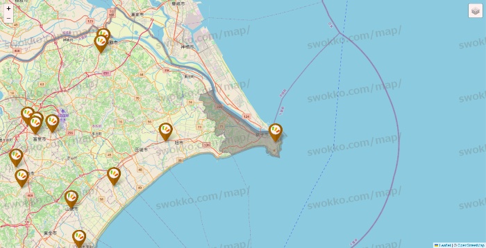 千葉県のワッツ系列（ワッツ、ワッツウィズ、シルク、ミーツ、フレッツ、百圓領事館）の店舗地図