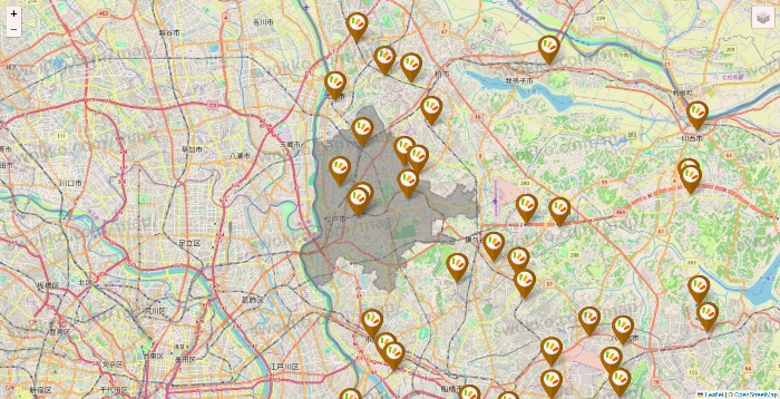 千葉県のワッツ系列（ワッツ、ワッツウィズ、シルク、ミーツ、フレッツ、百圓領事館）の店舗地図
