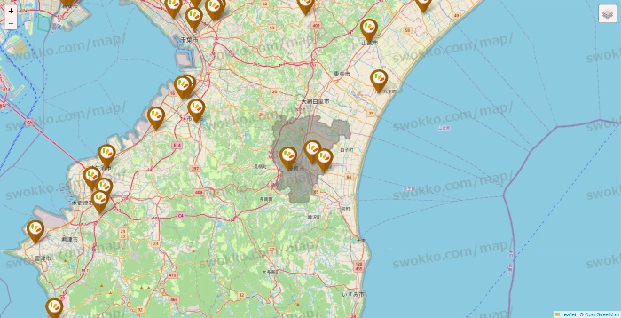 千葉県のワッツ系列（ワッツ、ワッツウィズ、シルク、ミーツ、フレッツ、百圓領事館）の店舗地図