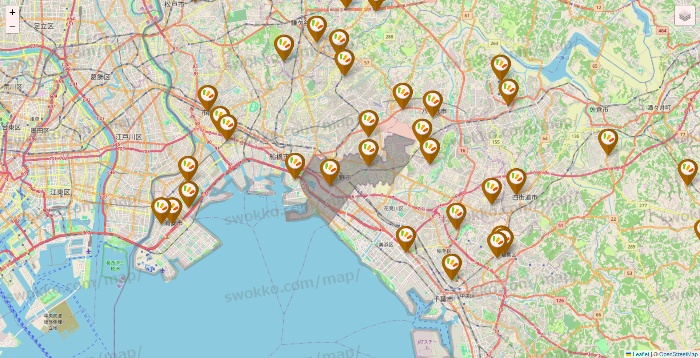 千葉県のワッツ系列（ワッツ、ワッツウィズ、シルク、ミーツ、フレッツ、百圓領事館）の店舗地図