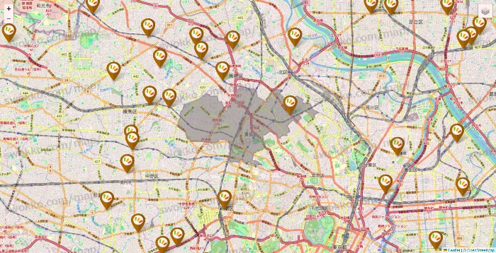 東京都のワッツ系列（ワッツ、ワッツウィズ、シルク、ミーツ、フレッツ、百圓領事館）の店舗地図