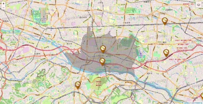 東京都のワッツ系列（ワッツ、ワッツウィズ、シルク、ミーツ、フレッツ、百圓領事館）の店舗地図