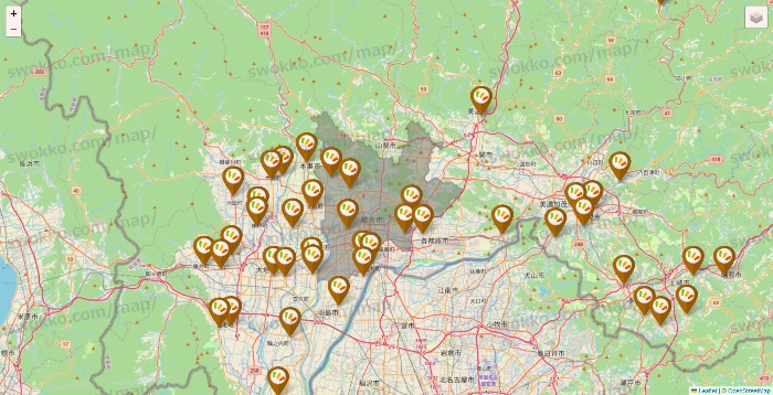 岐阜県のワッツ系列（ワッツ、ワッツウィズ、シルク、ミーツ、フレッツ、百圓領事館）の店舗地図