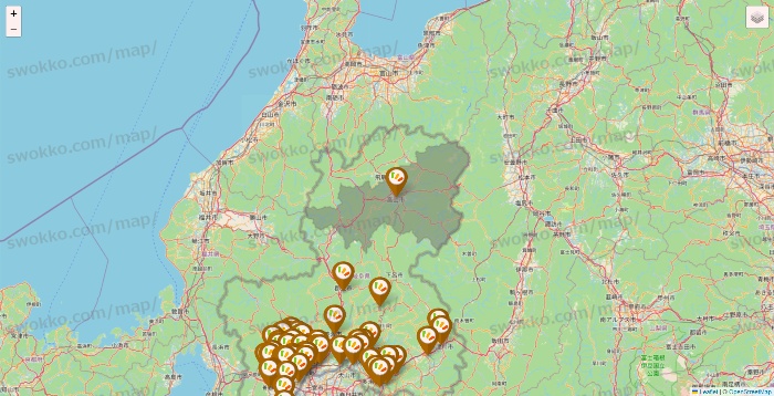 岐阜県のワッツ系列（ワッツ、ワッツウィズ、シルク、ミーツ、フレッツ、百圓領事館）の店舗地図