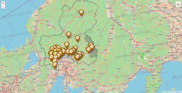 岐阜県のワッツ系列（ワッツ、ワッツウィズ、シルク、ミーツ、フレッツ、百圓領事館）の店舗地図