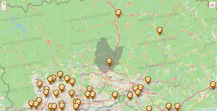 岐阜県のワッツ系列（ワッツ、ワッツウィズ、シルク、ミーツ、フレッツ、百圓領事館）の店舗地図