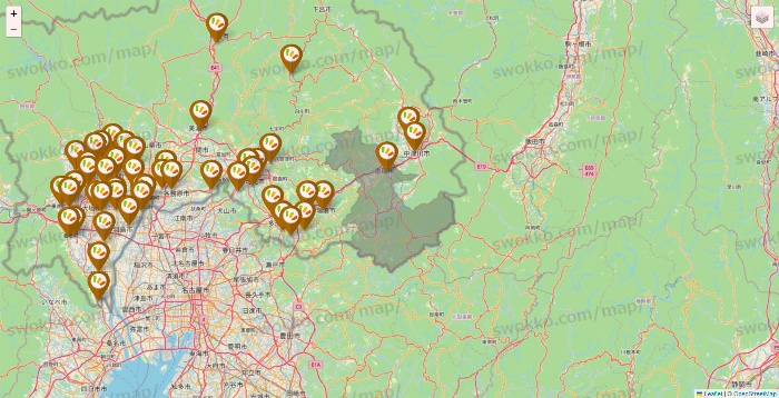 岐阜県のワッツ系列（ワッツ、ワッツウィズ、シルク、ミーツ、フレッツ、百圓領事館）の店舗地図