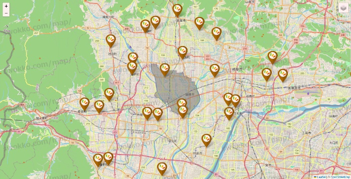 岐阜県のワッツ系列（ワッツ、ワッツウィズ、シルク、ミーツ、フレッツ、百圓領事館）の店舗地図