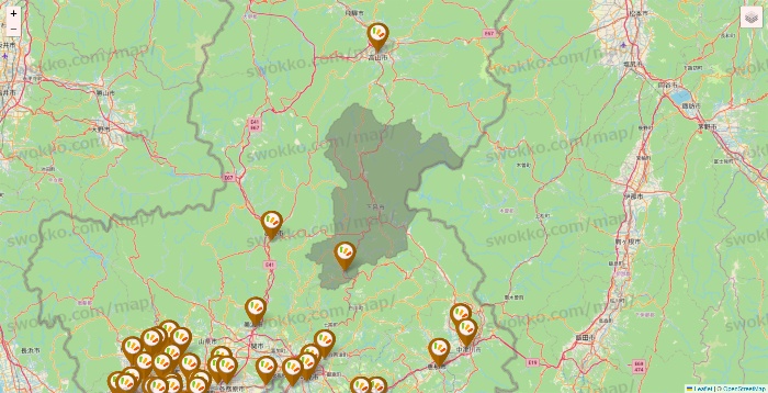 岐阜県のワッツ系列（ワッツ、ワッツウィズ、シルク、ミーツ、フレッツ、百圓領事館）の店舗地図