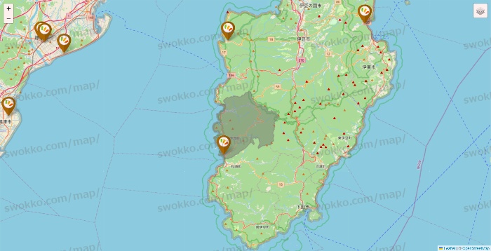 静岡県のワッツ系列（ワッツ、ワッツウィズ、シルク、ミーツ、フレッツ、百圓領事館）の店舗地図