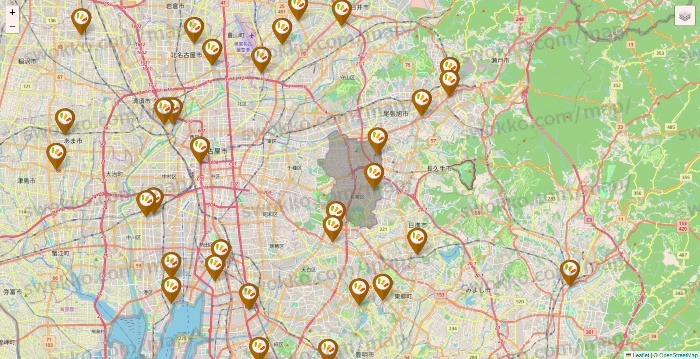 愛知県のワッツ系列（ワッツ、ワッツウィズ、シルク、ミーツ、フレッツ、百圓領事館）の店舗地図