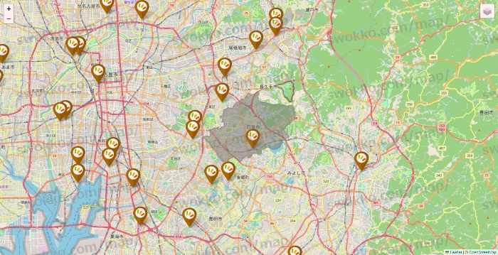 愛知県のワッツ系列（ワッツ、ワッツウィズ、シルク、ミーツ、フレッツ、百圓領事館）の店舗地図