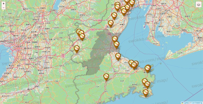 三重県のワッツ系列（ワッツ、ワッツウィズ、シルク、ミーツ、フレッツ、百圓領事館）の店舗地図