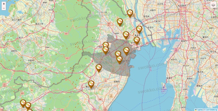 三重県のワッツ系列（ワッツ、ワッツウィズ、シルク、ミーツ、フレッツ、百圓領事館）の店舗地図
