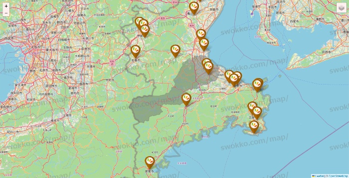 三重県のワッツ系列（ワッツ、ワッツウィズ、シルク、ミーツ、フレッツ、百圓領事館）の店舗地図