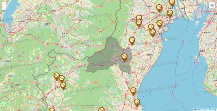 三重県のワッツ系列（ワッツ、ワッツウィズ、シルク、ミーツ、フレッツ、百圓領事館）の店舗地図