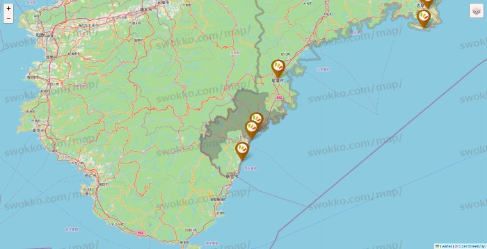 三重県のワッツ系列（ワッツ、ワッツウィズ、シルク、ミーツ、フレッツ、百圓領事館）の店舗地図