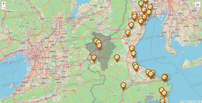 三重県のワッツ系列（ワッツ、ワッツウィズ、シルク、ミーツ、フレッツ、百圓領事館）の店舗地図
