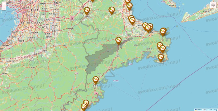 三重県のワッツ系列（ワッツ、ワッツウィズ、シルク、ミーツ、フレッツ、百圓領事館）の店舗地図