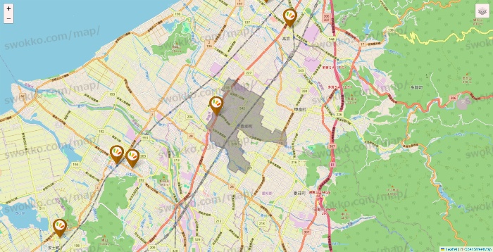 滋賀県のワッツ系列（ワッツ、ワッツウィズ、シルク、ミーツ、フレッツ、百圓領事館）の店舗地図