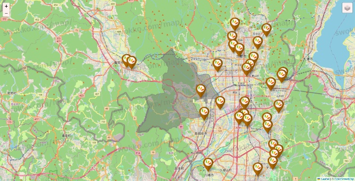 京都府のワッツ系列（ワッツ、ワッツウィズ、シルク、ミーツ、フレッツ、百圓領事館）の店舗地図