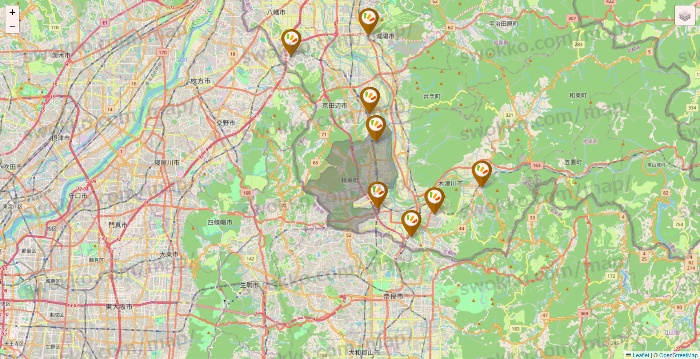 京都府のワッツ系列（ワッツ、ワッツウィズ、シルク、ミーツ、フレッツ、百圓領事館）の店舗地図