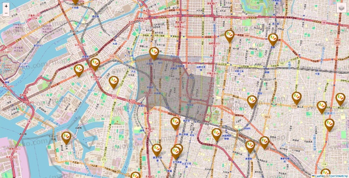 大阪府のワッツ系列（ワッツ、ワッツウィズ、シルク、ミーツ、フレッツ、百圓領事館）の店舗地図
